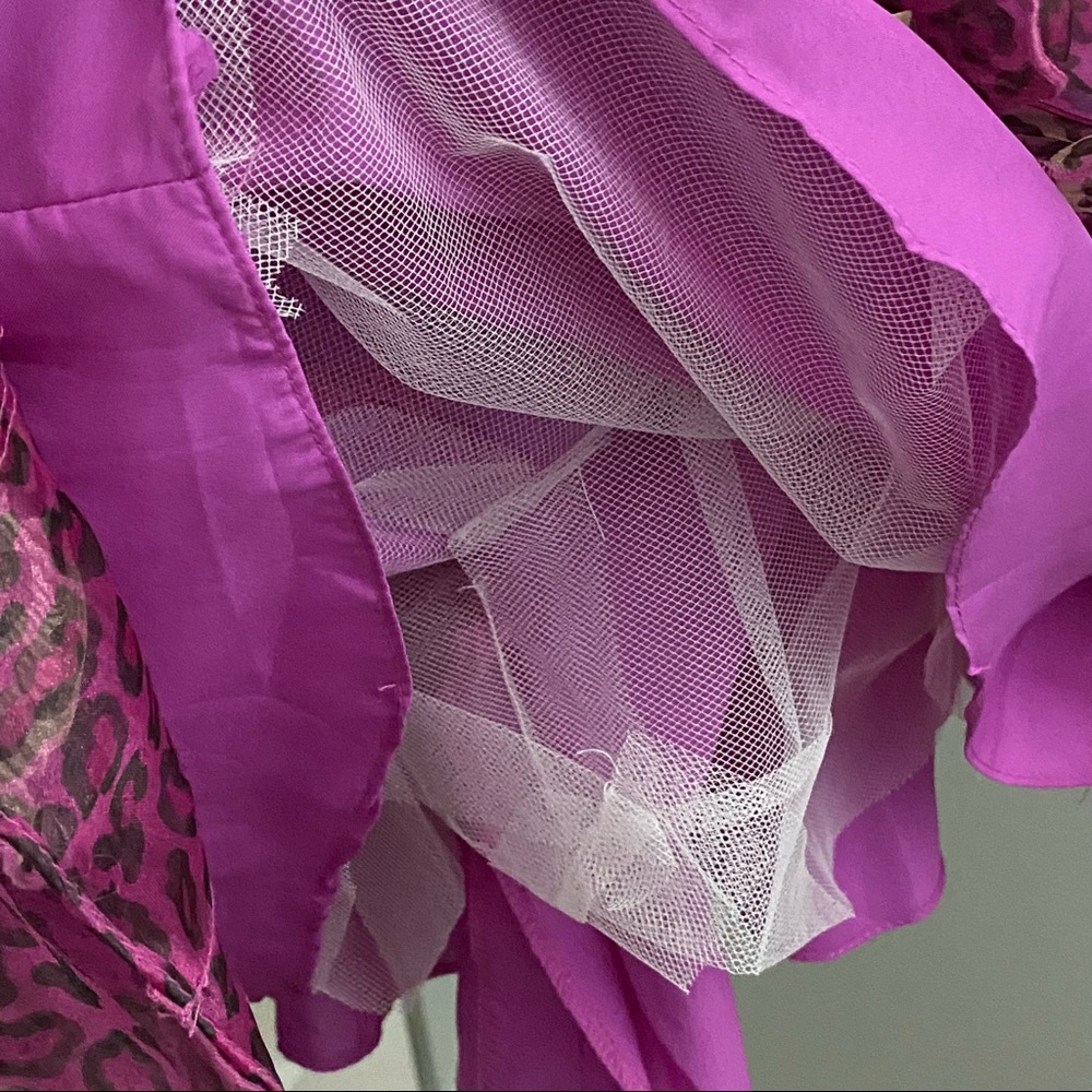 MoriLee Pink Leopard Tulle and Rhinestones Party Dress Size 13 - Picture 7 of 16